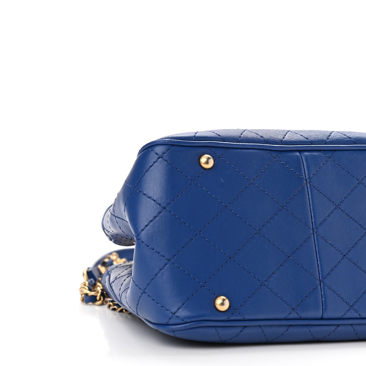 Calfskin Stitched Small Egyptian Amulet Drawstring Bag Blue