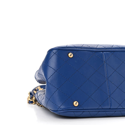 Chanel Calfskin Stitched Small Egyptian Amulet Drawstring Bag Blue 9 of 11