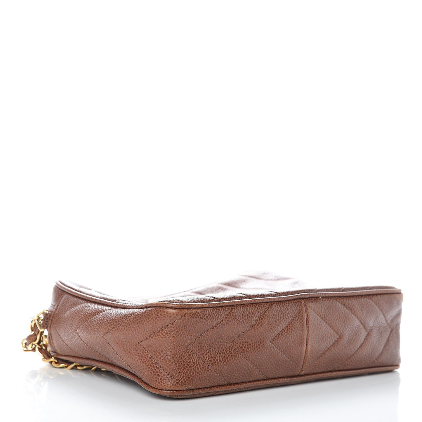 Caviar Chevron Quilted Tassel Camera Case Brown