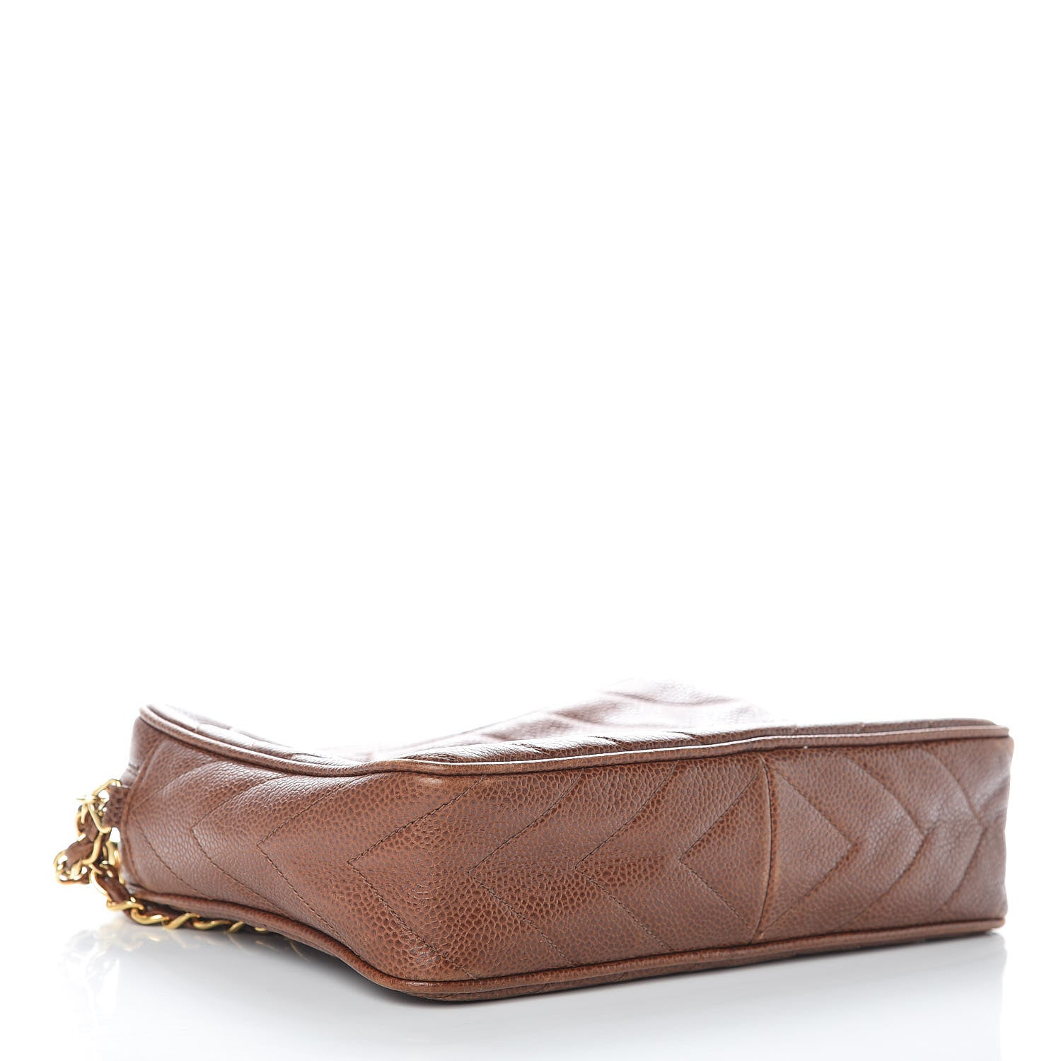 Chanel Caviar Chevron Quilted Tassel Camera Case Brown 4 of 16