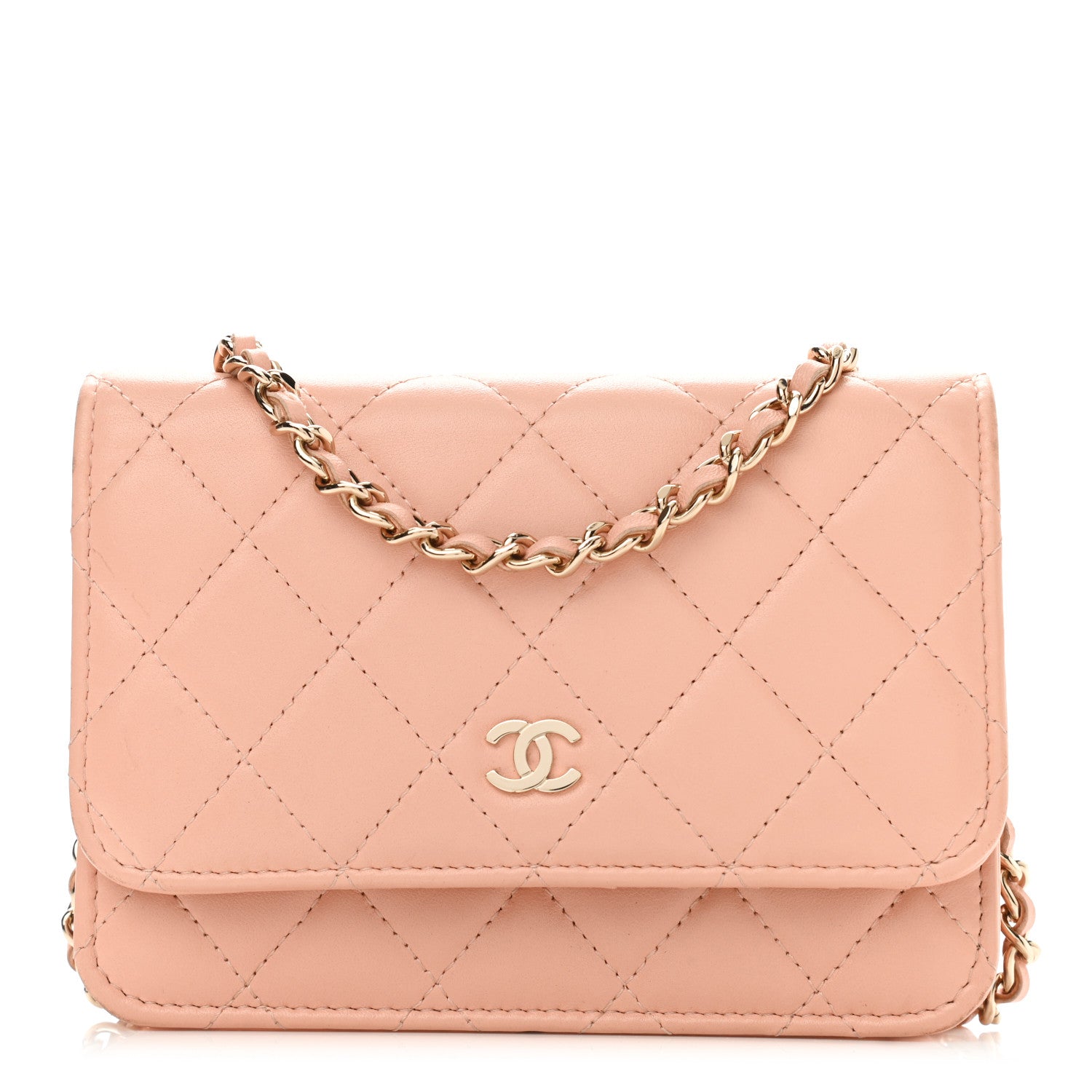 Chanel Lambskin Quilted Mini Wallet On Chain WOC Light Pink 1 of 12