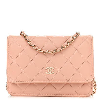 Chanel Lambskin Quilted Mini Wallet On Chain WOC Light Pink 1 of 12