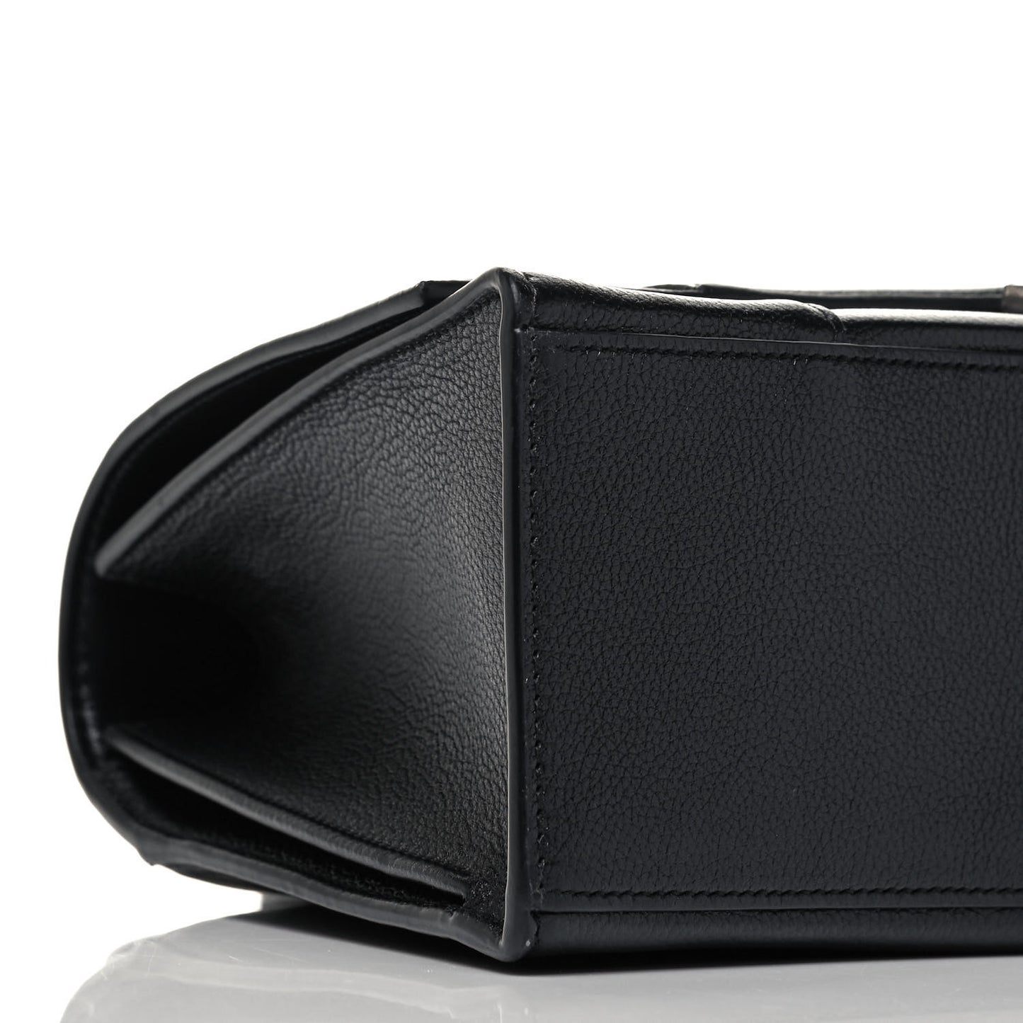 Grained Calfskin Medium Hourglass Top Handle Bag Black