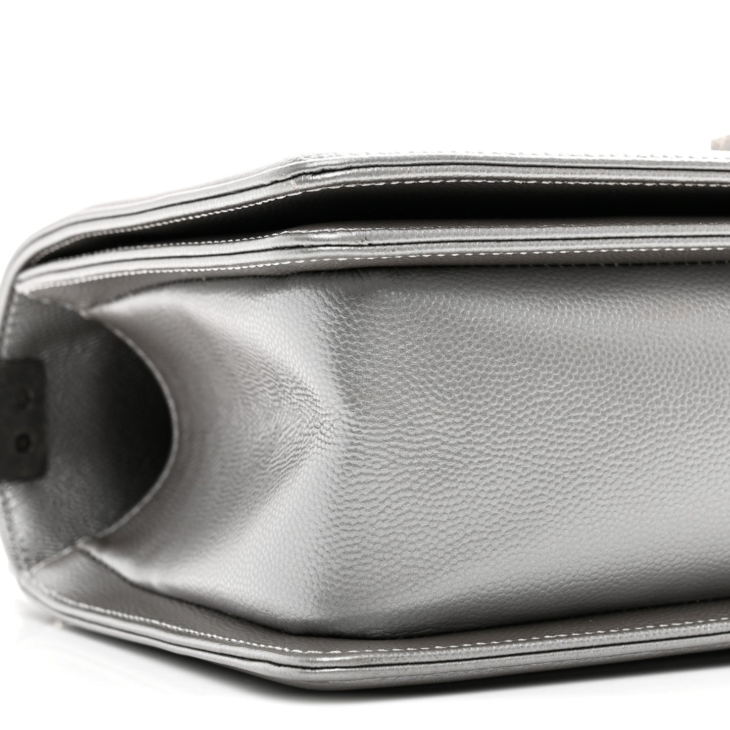 Metallic Caviar Quilted Medium Boy Flap Silver