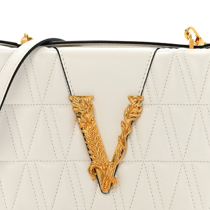 Versace Nappa Quilted Virtus Top Handle Shoulder Bag White 7 of 12