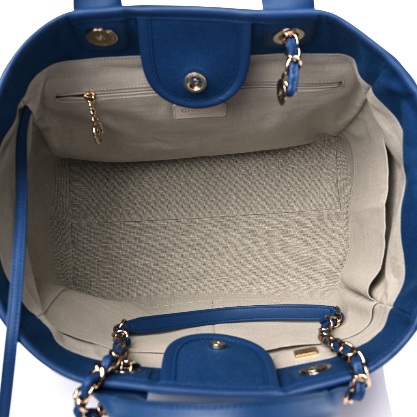 Cotton Medium Deauville Tote Blue White