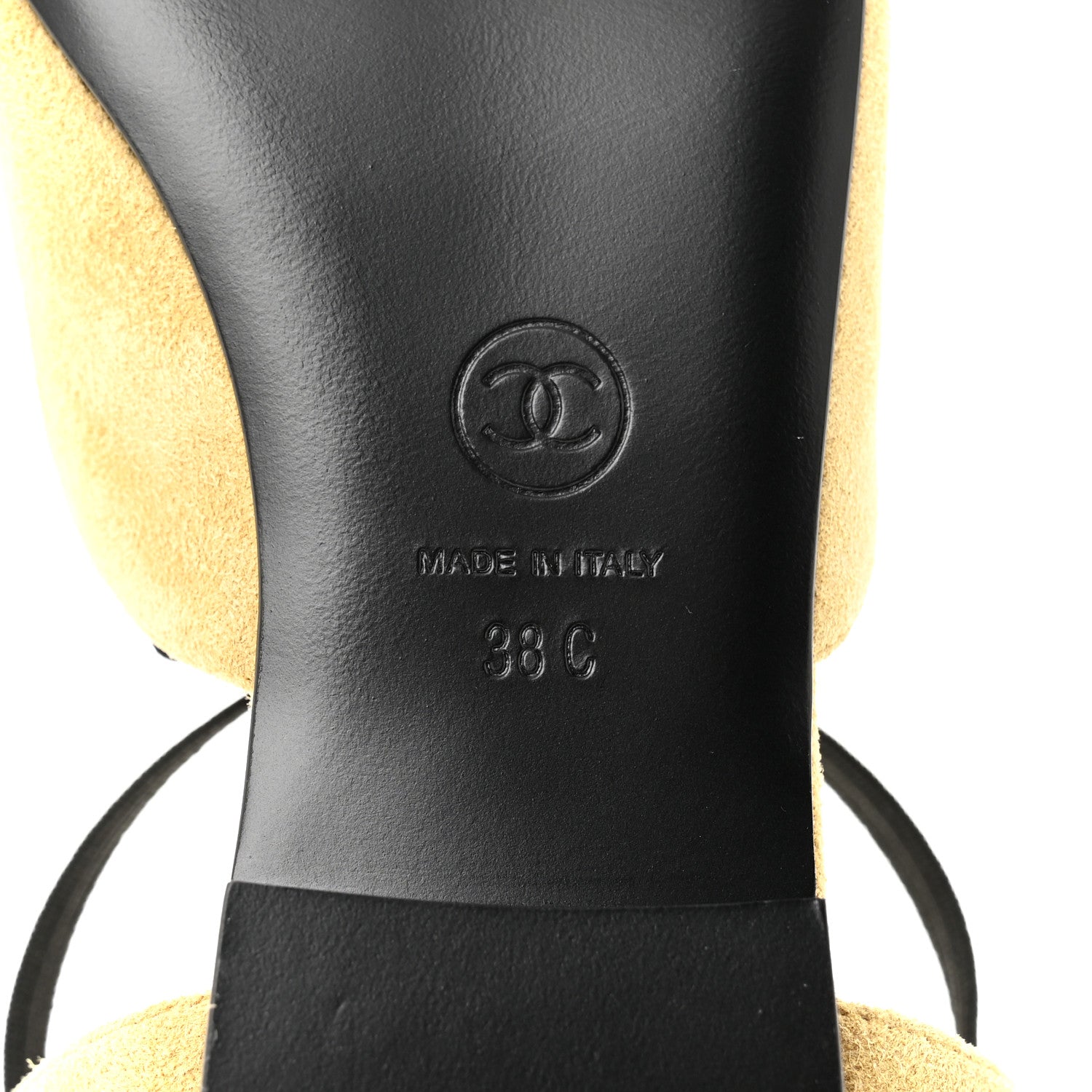 Chanel Suede Grosgrain Bow Cap Toe CC Slingback Flats 38 Beige Black 8 of 10