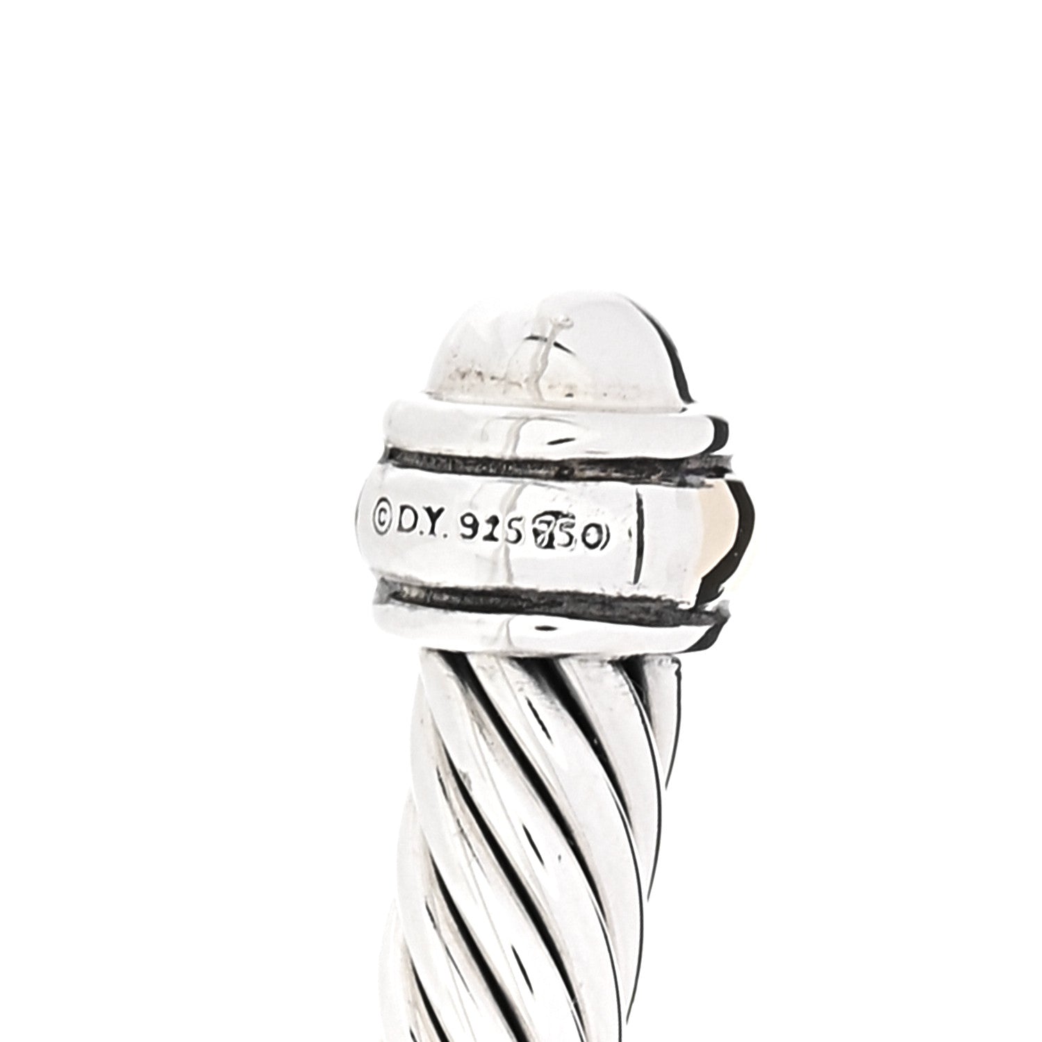 David Yurman Sterling Silver 18K Yellow Gold 4mm Cable Classics Bracelet 3 of 5
