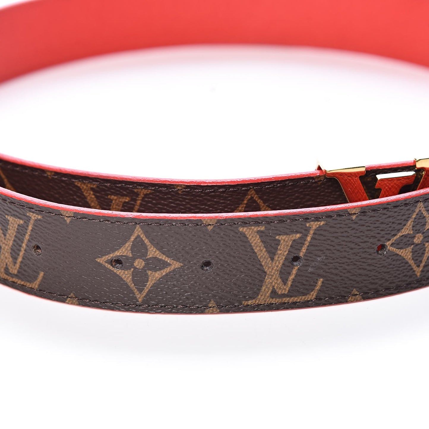 Monogram 30mm LV Initiales Reversible Belt 75 30 Coquelicot