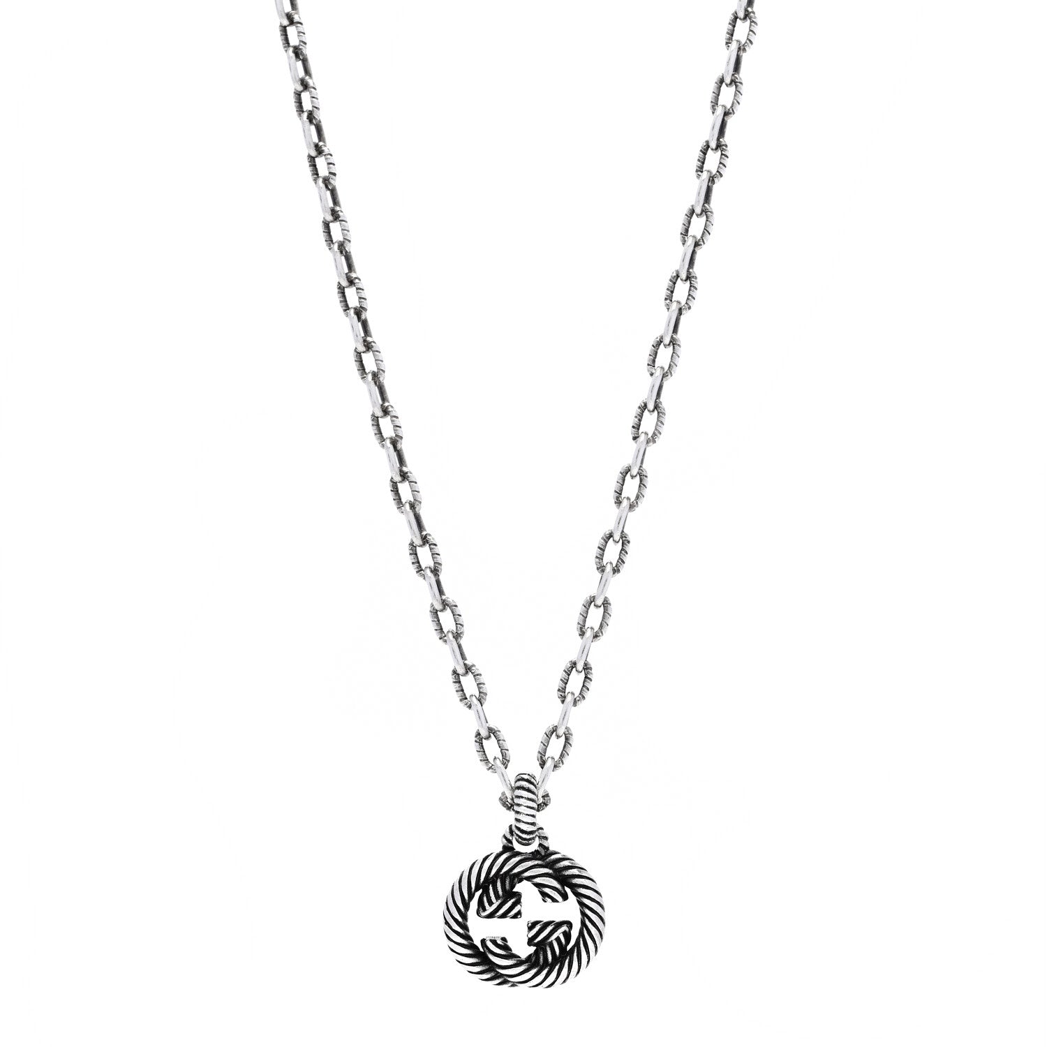 Gucci Sterling Silver Small Interlocking G Pendant Necklace 1 of 5