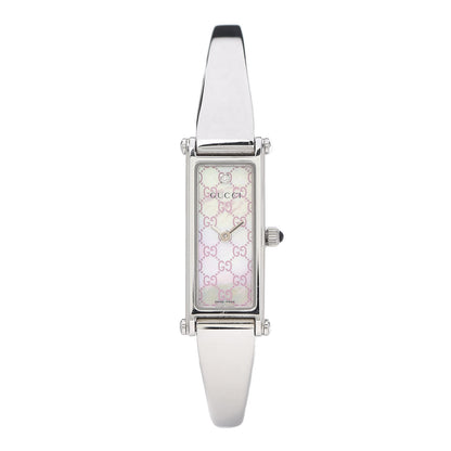 Gucci Stainless Steel Diamond Pink Mother of Pearl 12mm 1500L Horsebit Quartz Watch 1 of 6