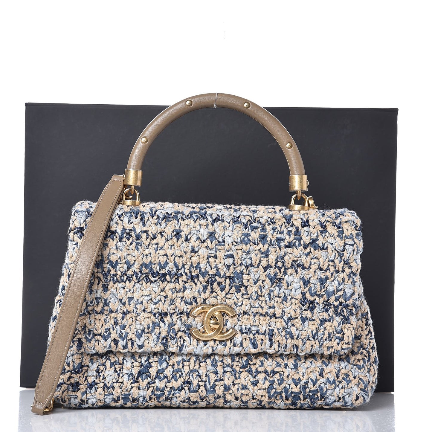 Crochet Small Coco Handle Flap Beige