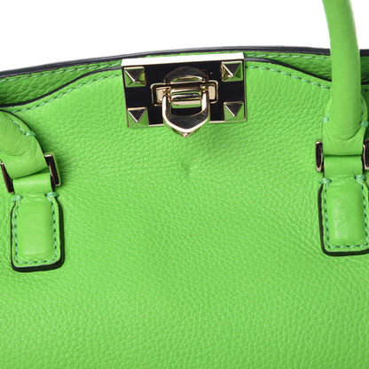 Valentino Garavani Pebbled Calfskin Small Rockstud Double Handle Tote Green Fluo 14 of 15