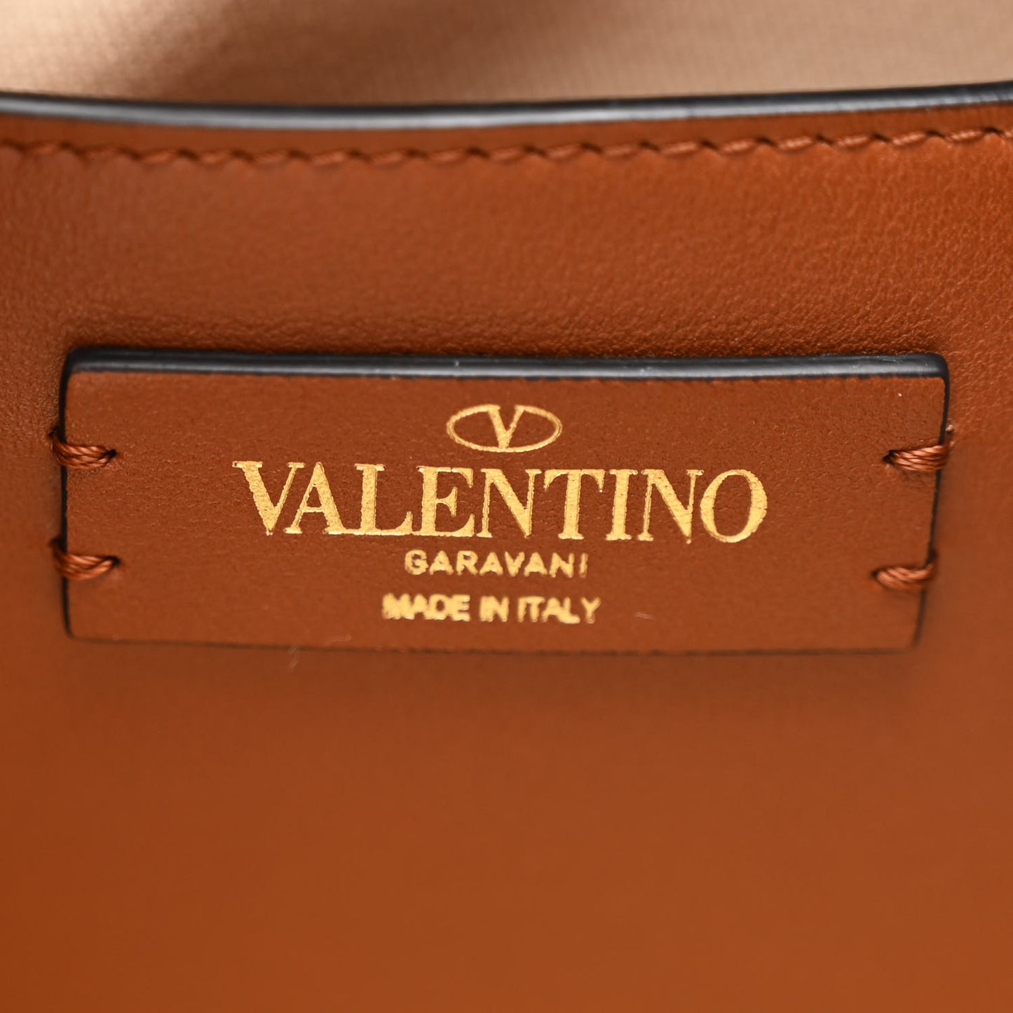 Canvas Calfskin Embroidered Small Vlogo Signature Bag Multicolor Saddle Brown