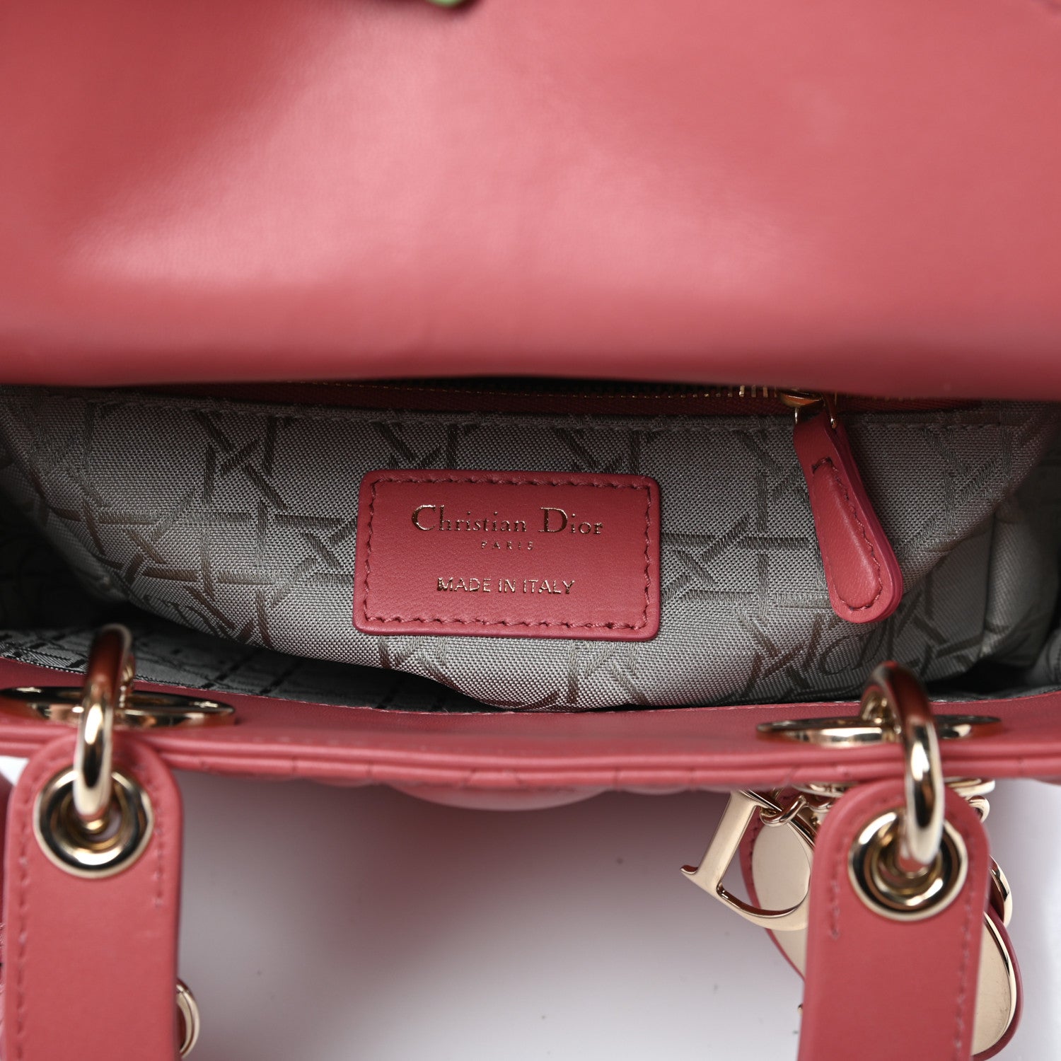 Christian Dior Lambskin Cannage Small Lucky Badges My Lady Dior Coral 6 of 10