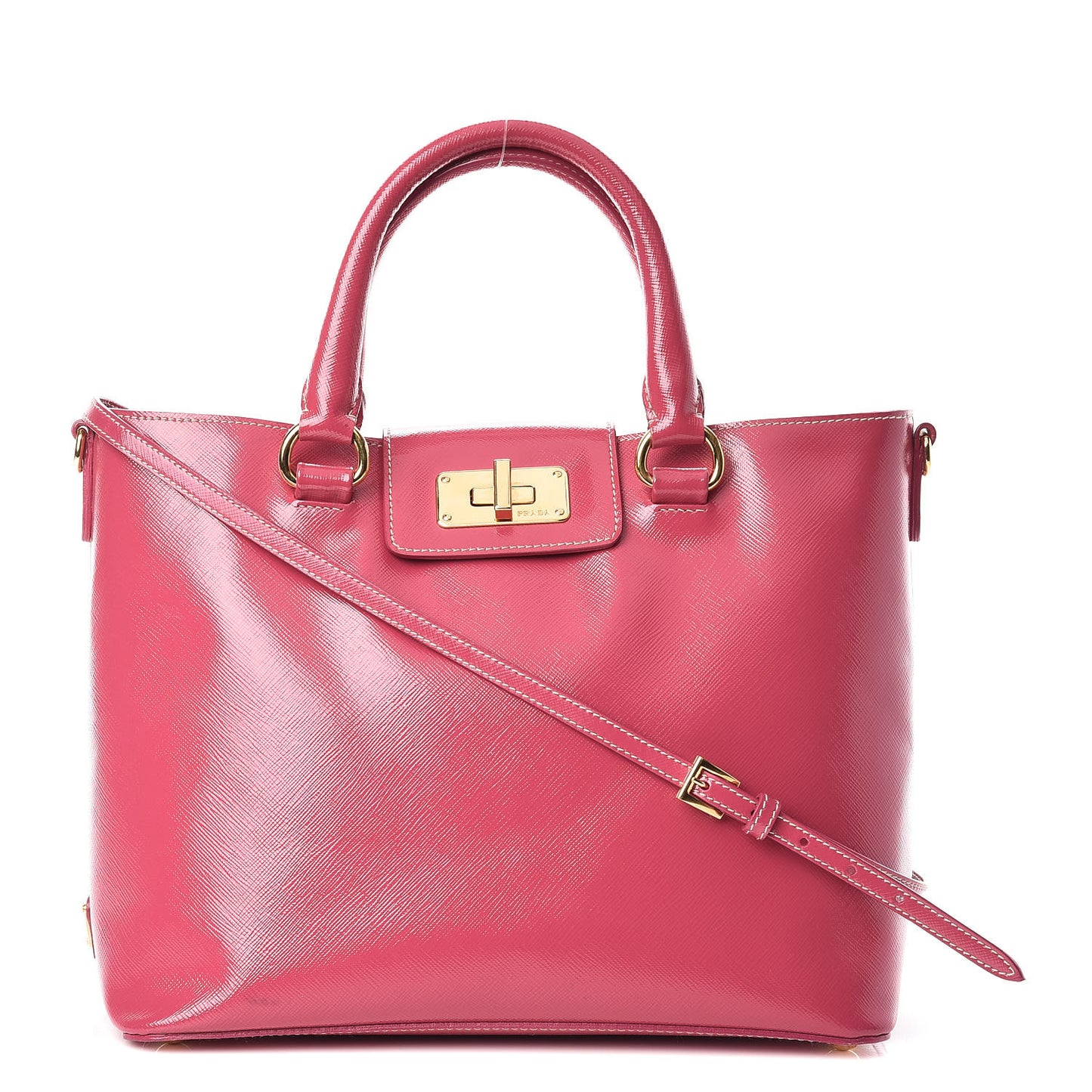 Saffiano Vernice Turn Lock Shopping Tote Peonia