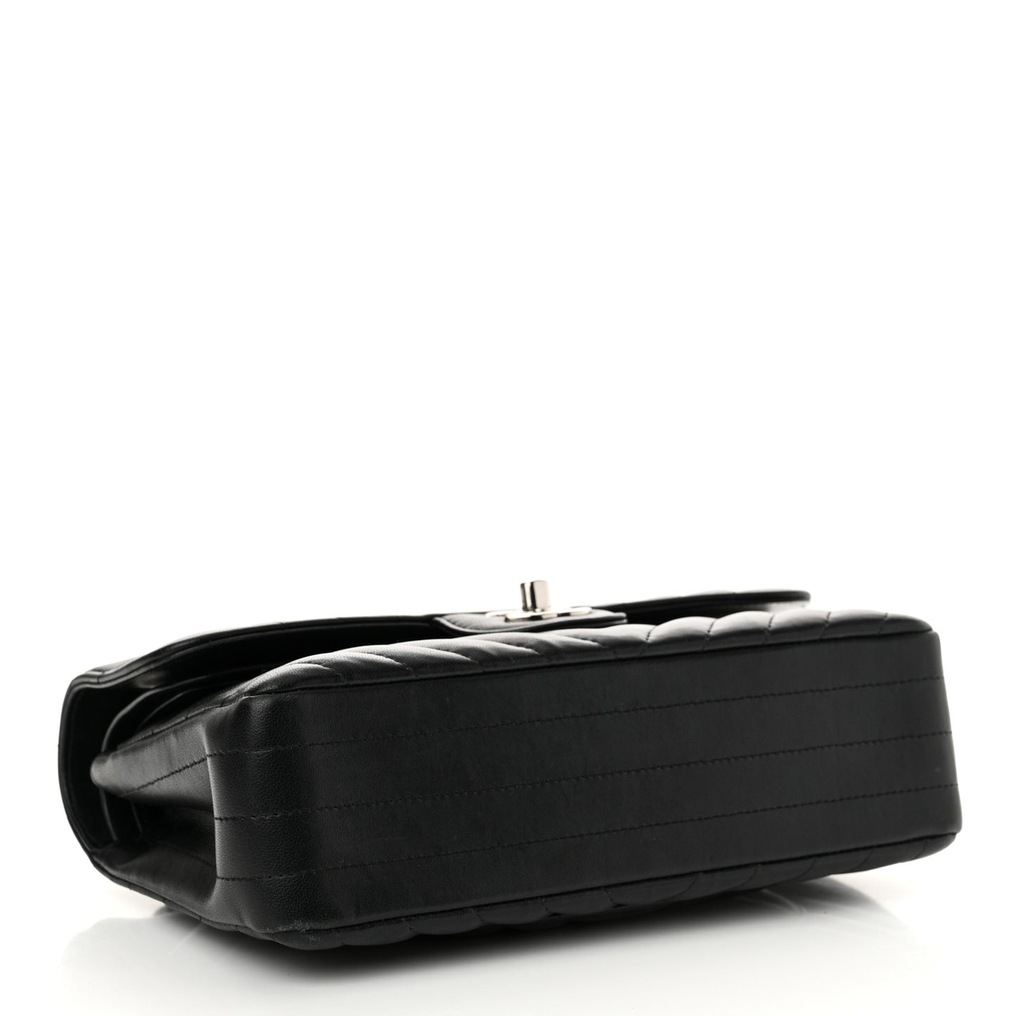 Lambskin Chevron Quilted Small Double Flap Black