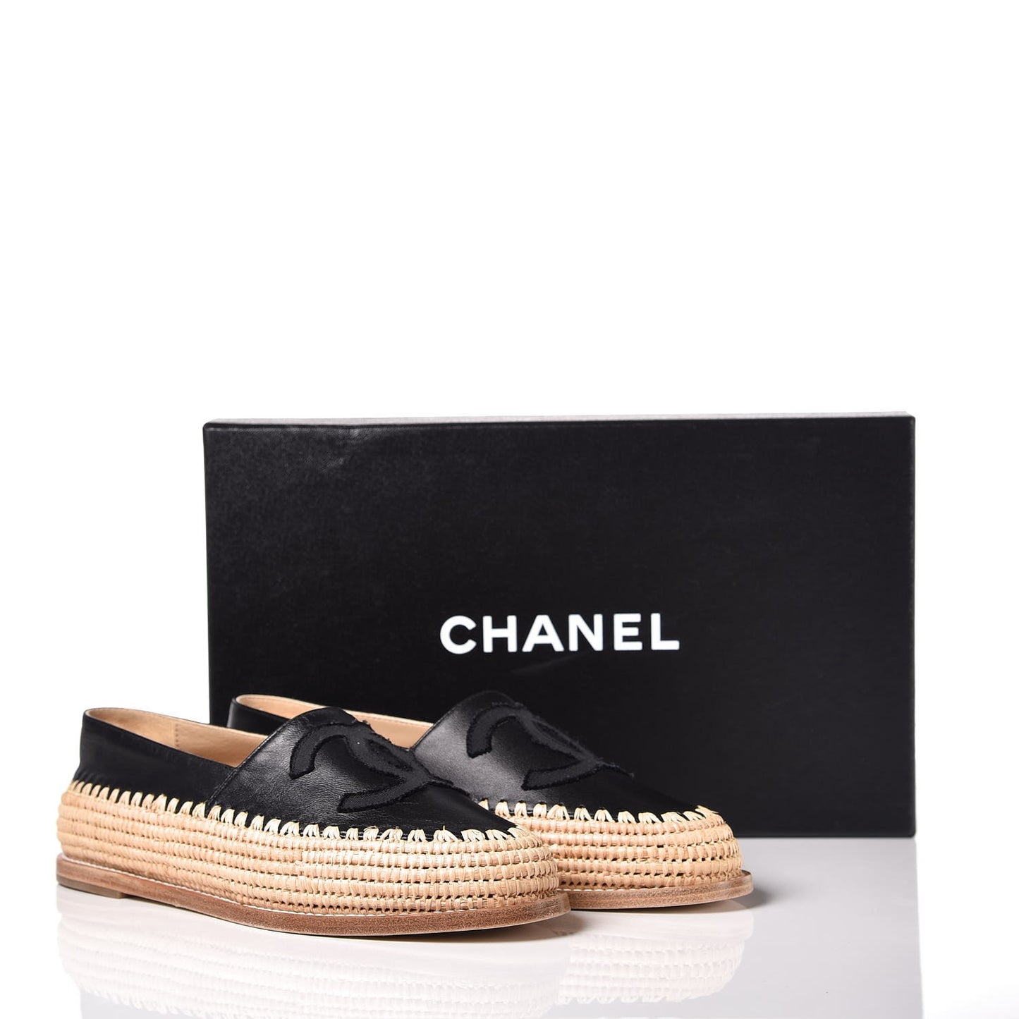 Lambskin Grosgrain CC Espadrilles 36 Black