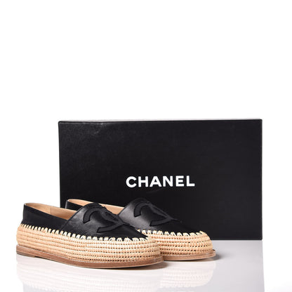 Chanel Lambskin Grosgrain CC Espadrilles 36 Black 9 of 9