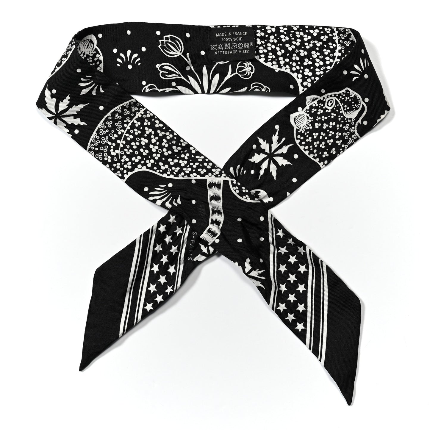 Silk Peuple Du Vent Bandana Twilly Black White