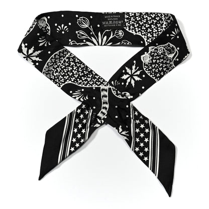 Hermes Silk Peuple Du Vent Bandana Twilly Black White 1 of 4