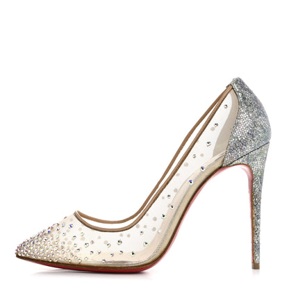 Christian Louboutin Rete Glitter Solaria Mini Specchio Strass Follies 100 Pumps 38.5 Pearl 1 of 8