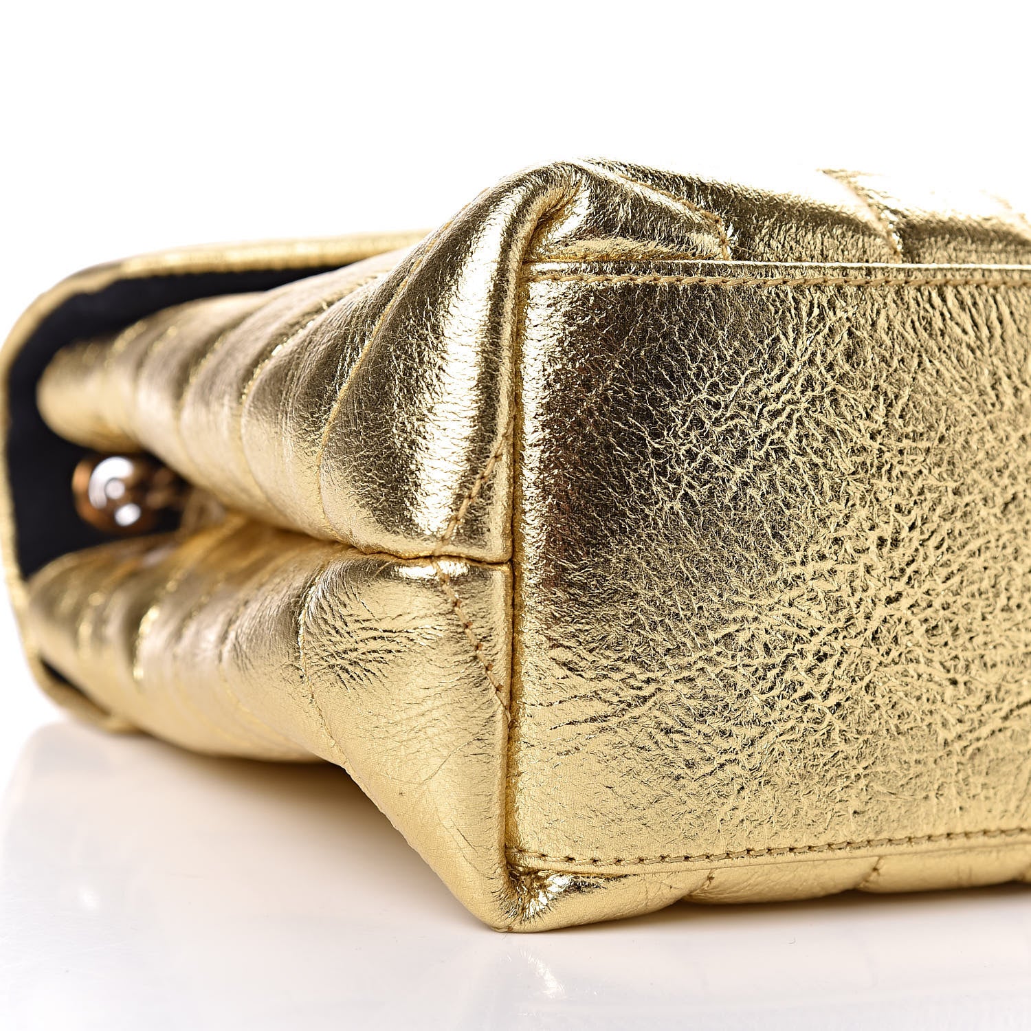 Saint Laurent Metallic Calfskin Y Quilted Small Loulou Monogram Chain Satchel Gold 13 of 16