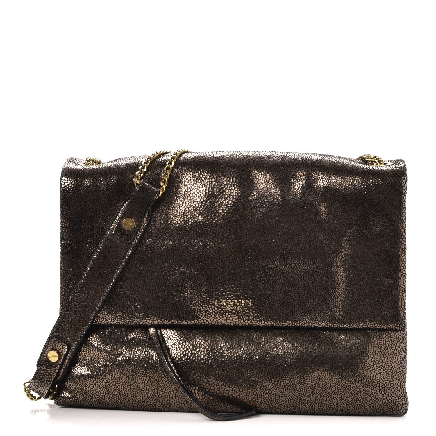 Lanvin Metallic Lambskin Medium Sugar Flap Shoulder Bag Bronze 1 of 8