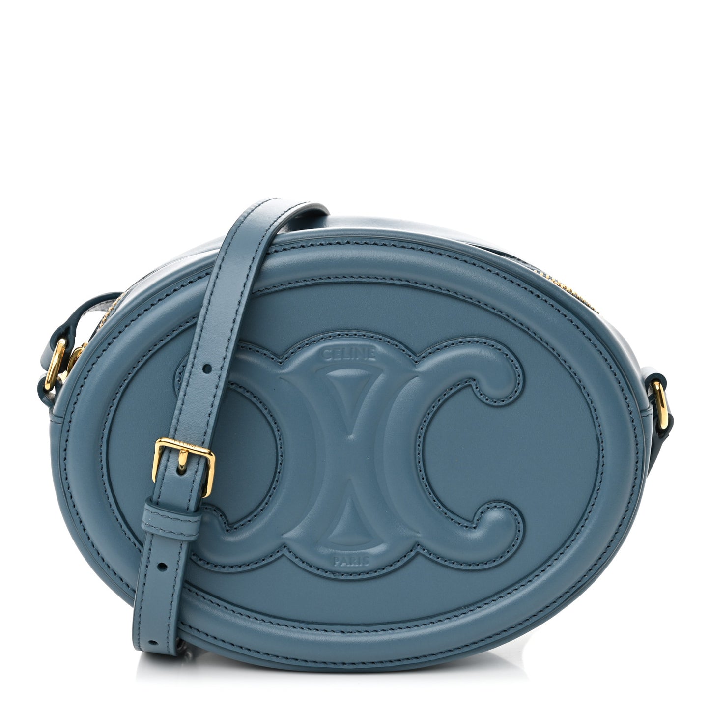 Smooth Calfskin Cuir Triomphe Oval Bag Denim