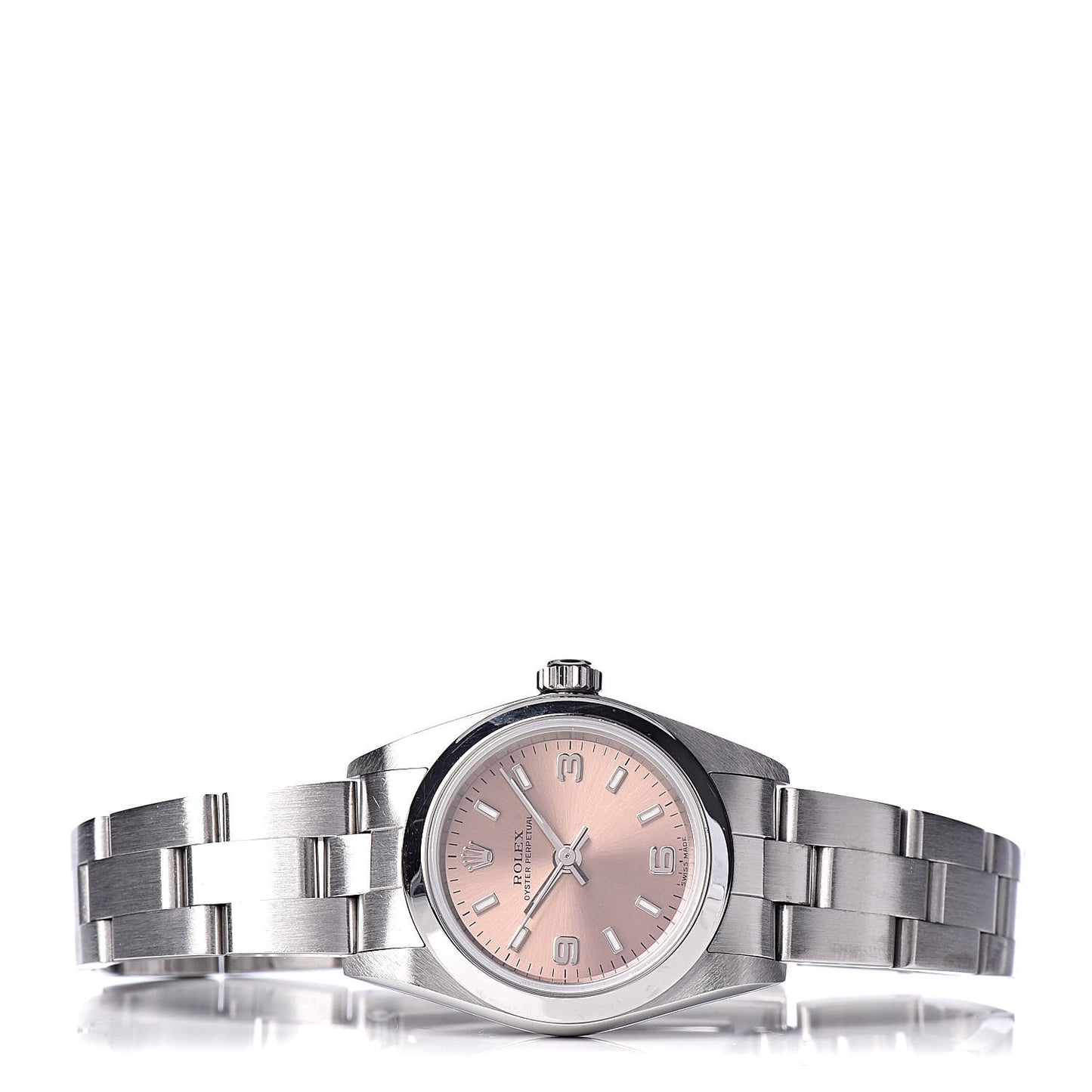 Stainless Steel 24mm Oyster Perpetual Watch Pink 76080