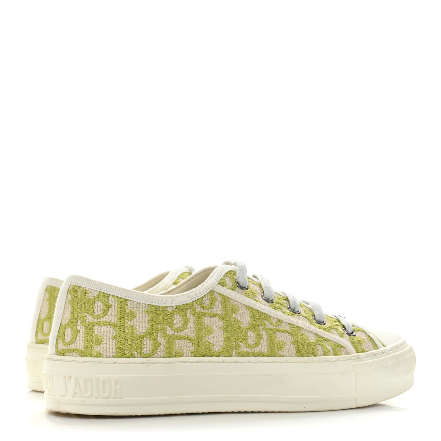 Canvas Oblique Walk'N'Dior Low Top Sneakers 37 Chartreuse