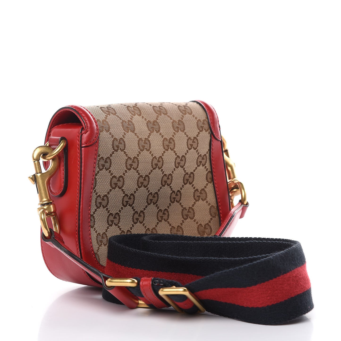 Monogram Ruinart Calfskin Small Lady Web Shoulder Bag Beige Ebony Hibiscus Red