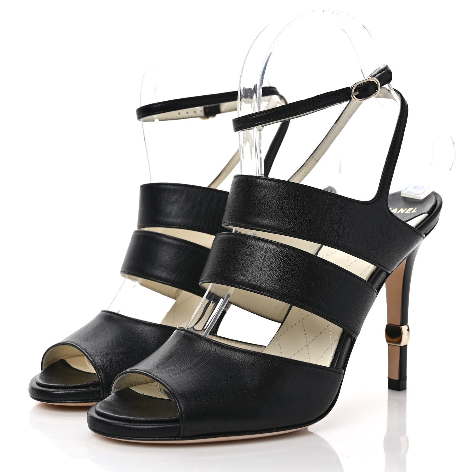 Chanel Lambskin CC Strappy Sandal 37 Black 3 of 9