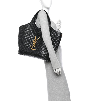 Saint Laurent Lambskin Quilted Maxi Icare Shopping Tote Black 2 of 15