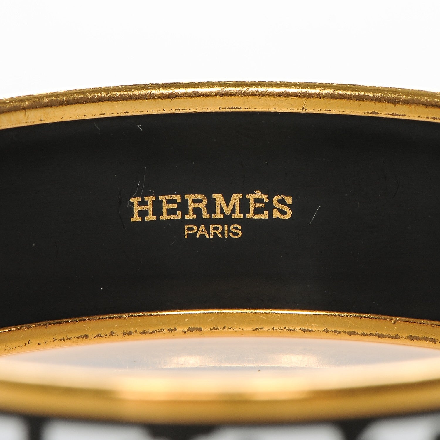 Hermes Enamel Printed Wide Balcons du Guadalquivir Bracelet 65 Black 4 of 5