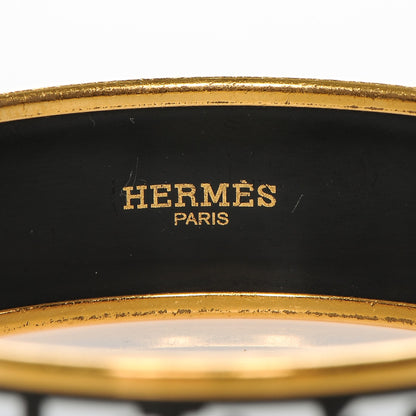 Hermes Enamel Printed Wide Balcons du Guadalquivir Bracelet 65 Black 4 of 5