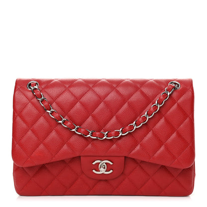 Chanel Caviar Quilted Jumbo Double Flap Red 1 of 10