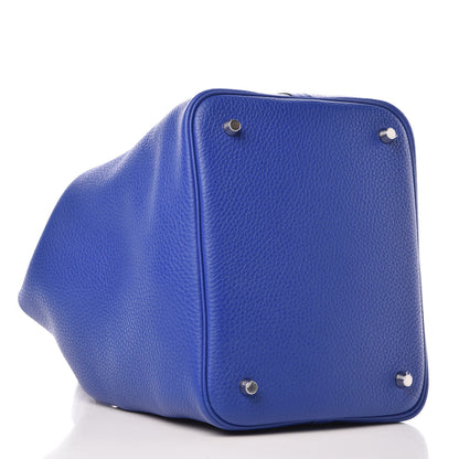 Hermes Taurillon Clemence Matte Alligator Picotin Lock Touch 22 MM Bleu Electrique 4 of 8