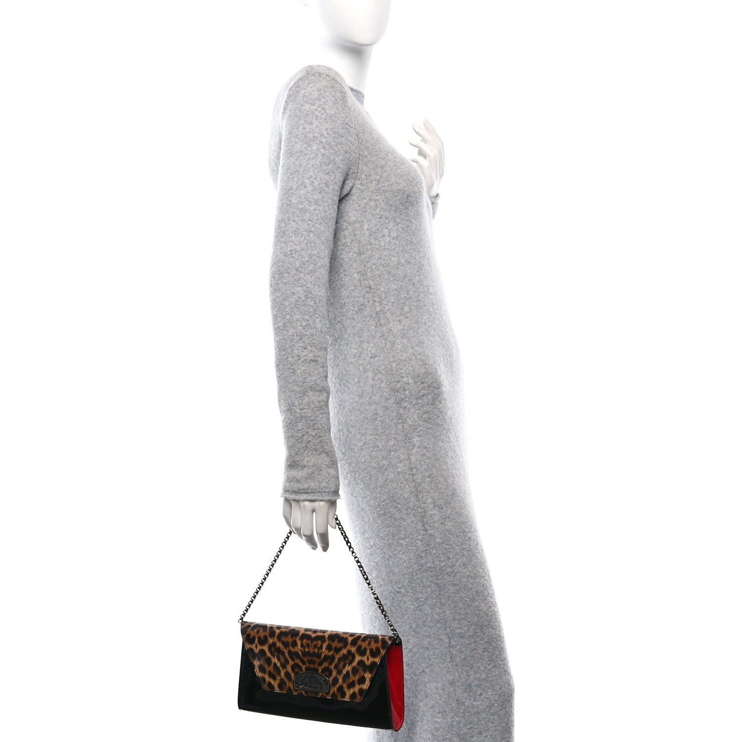Christian Louboutin Patent Leopard Vero Dodat Clutch Black 2 of 9