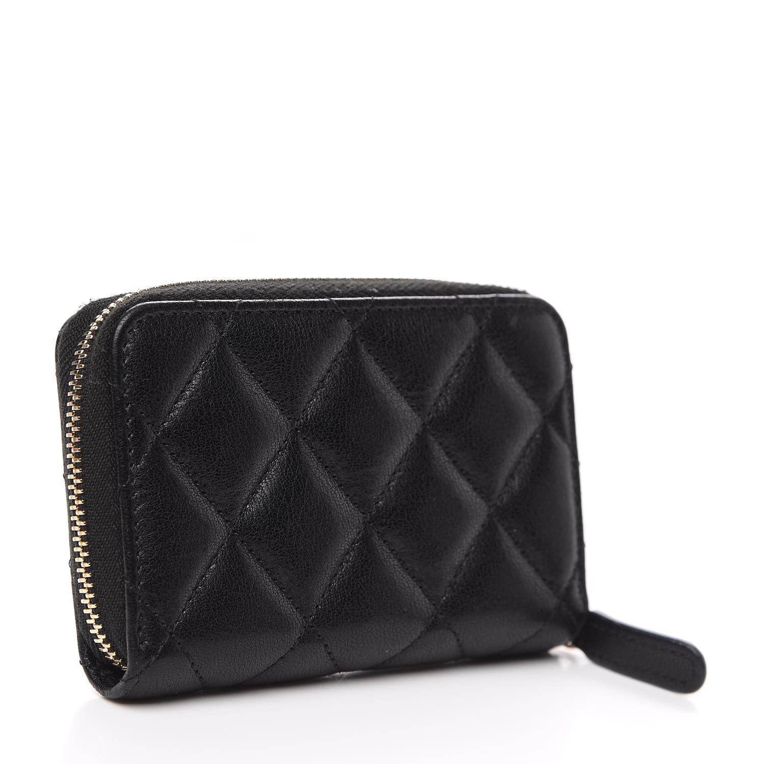 Chanel Goatskin Quilted Chanel 19 Zip Around Coin Purse Wallet Black 2 of 8