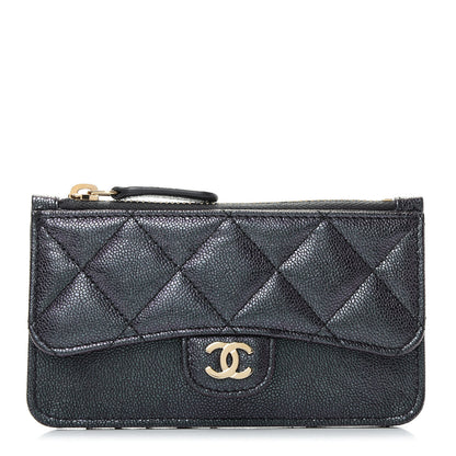 Chanel Iridescent Caviar Quilted Flap Zip Card Holder Black 1 of 8