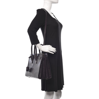 Saint Laurent Calfskin Crocodile Embossed Small Sac De Jour Prune 2 of 11