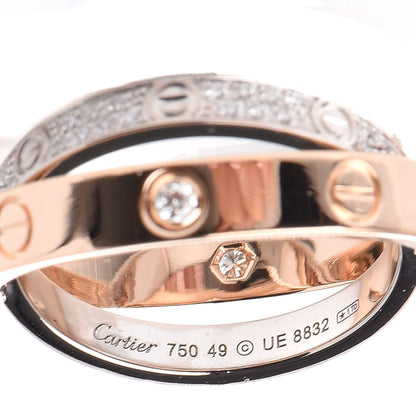 Cartier 18K Pink White Gold Diamond 2.6mm LOVE Paved Ring 49 4.75 4 of 4