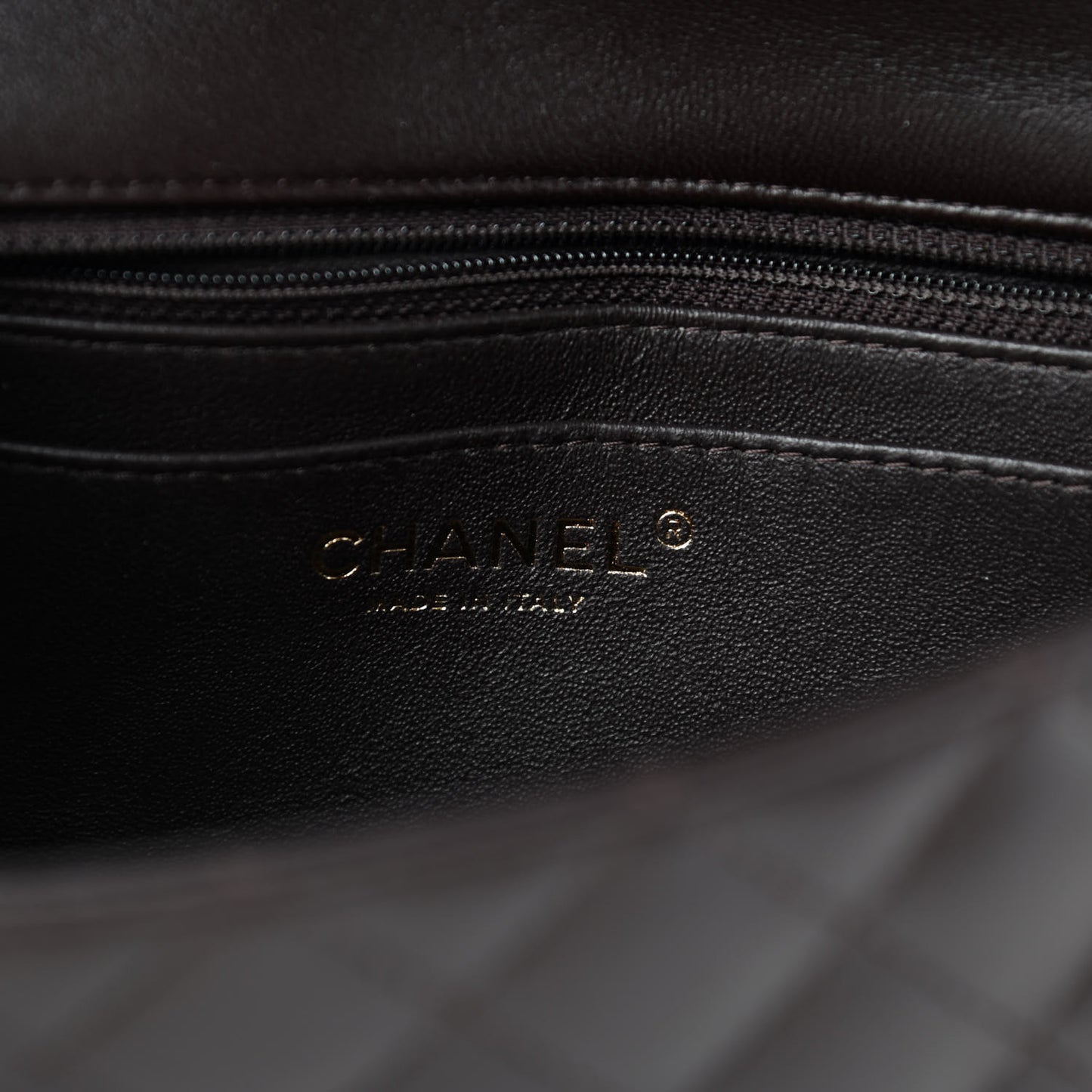 Lambskin Quilted Mini Rectangular Flap Dark Brown
