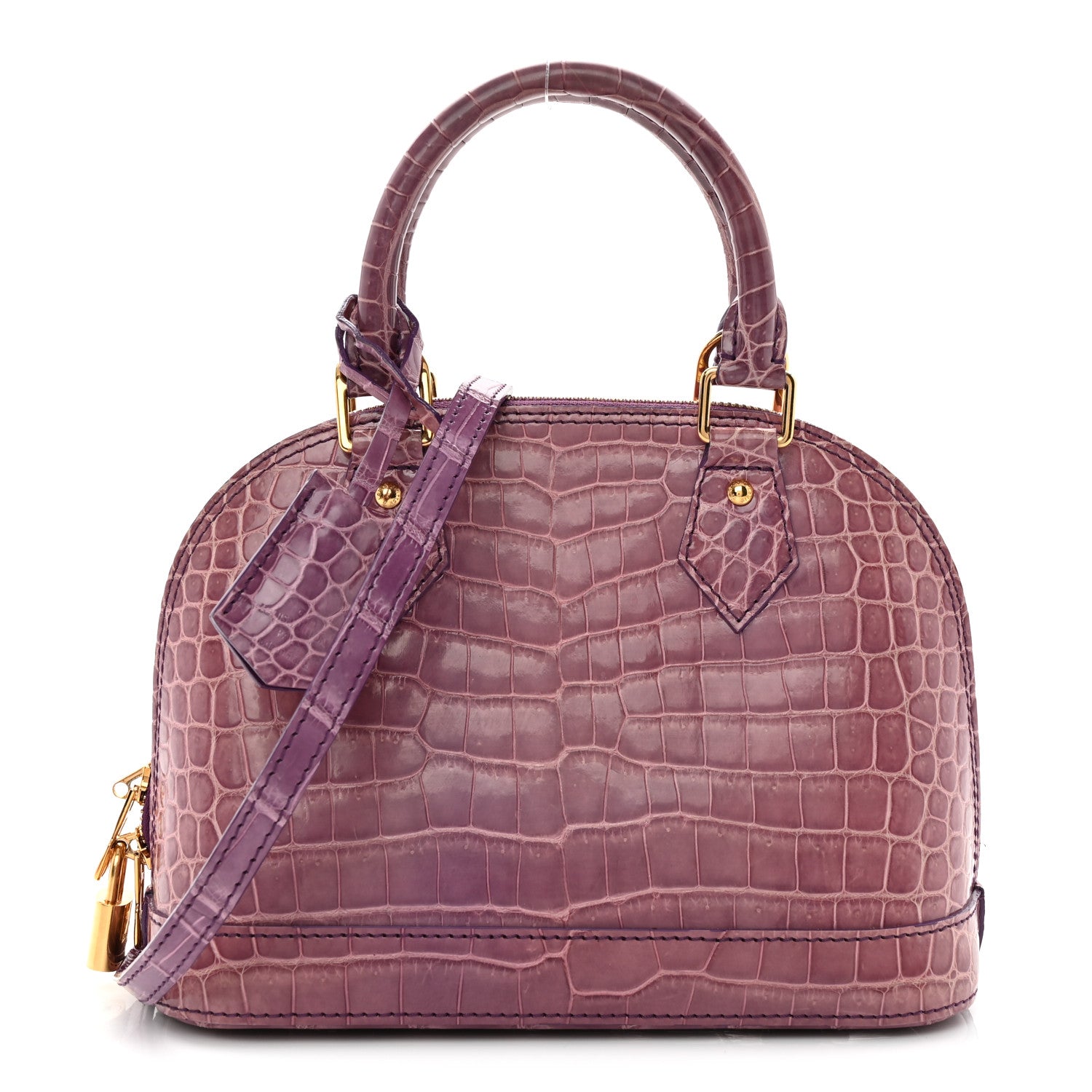 Louis Vuitton Shiny Crocodile Alma BB Purple 1 of 9