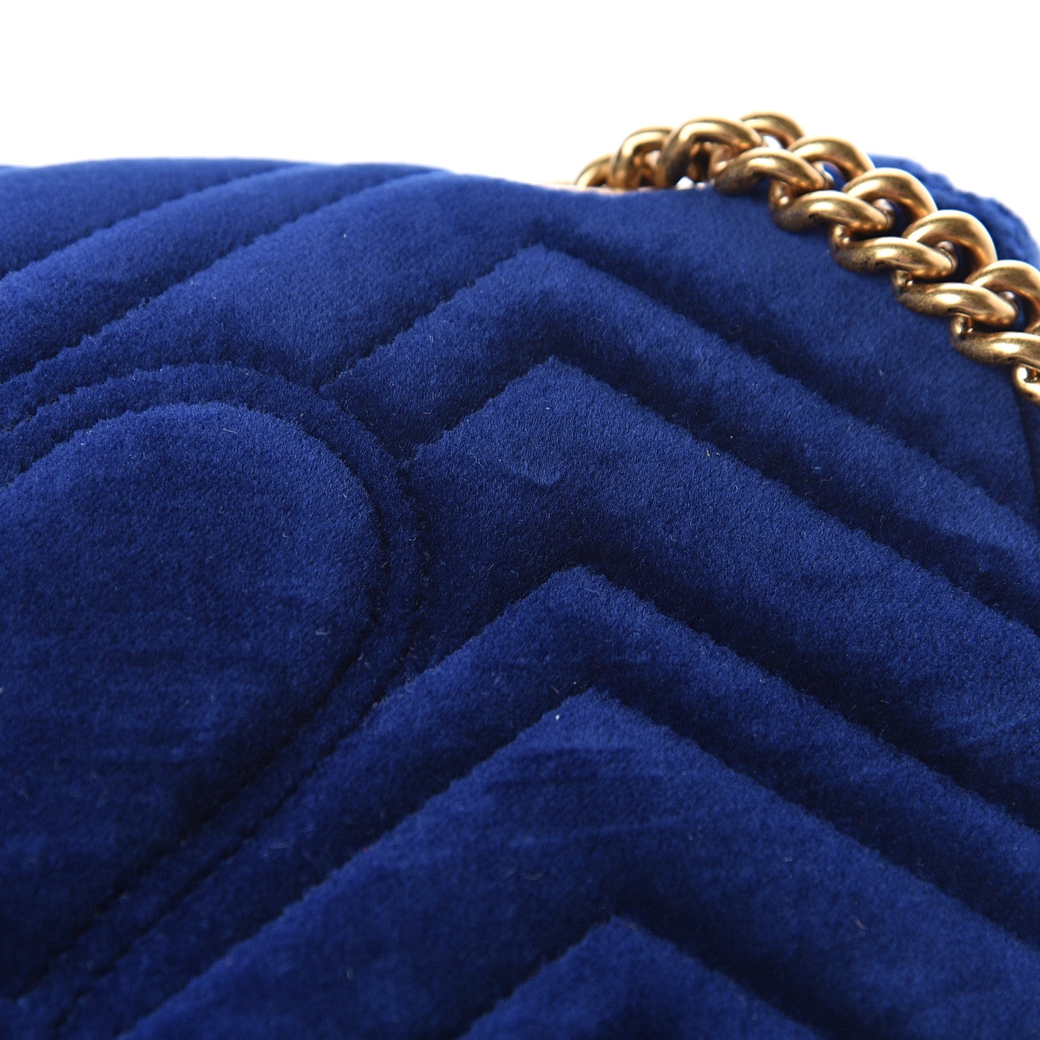 Gucci Velvet Matelasse Mini GG Marmont Shoulder Bag Cobalt Blue 11 of 12
