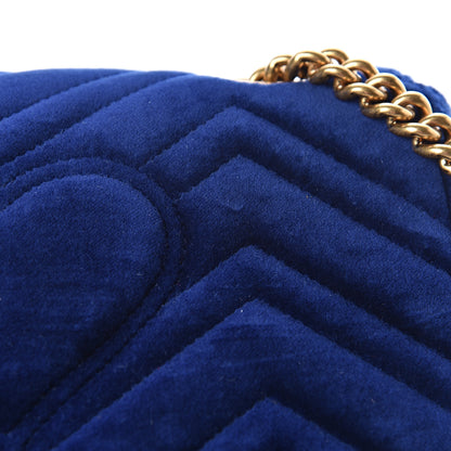 Gucci Velvet Matelasse Mini GG Marmont Shoulder Bag Cobalt Blue 11 of 12