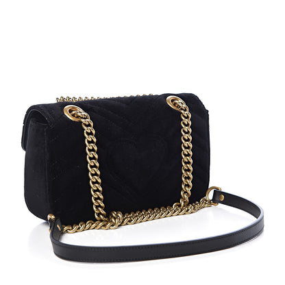 Gucci Velvet Matelasse Mini GG Marmont Shoulder Bag Black 3 of 10