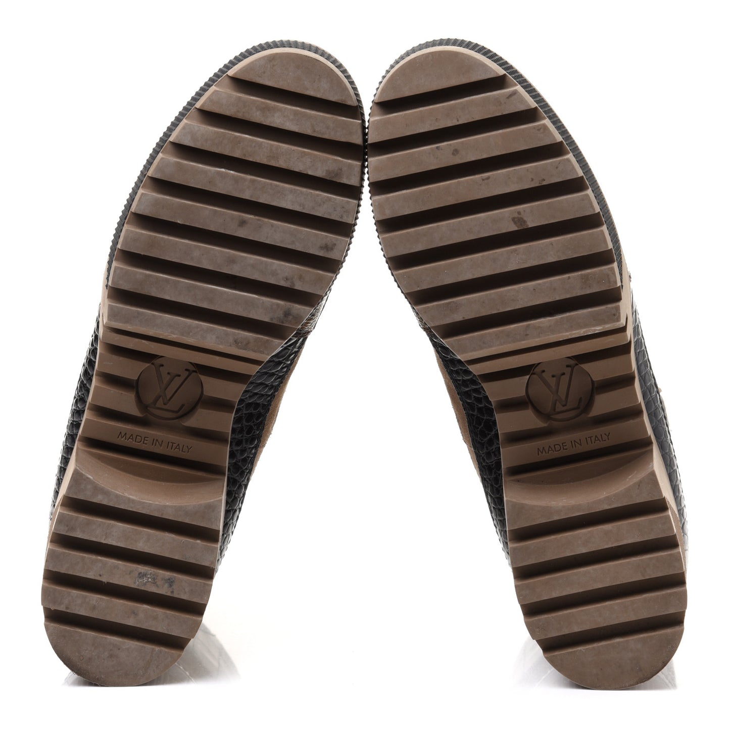 Suede Calfskin Monogram Laureate Platform Desert Boots 37 Taupe