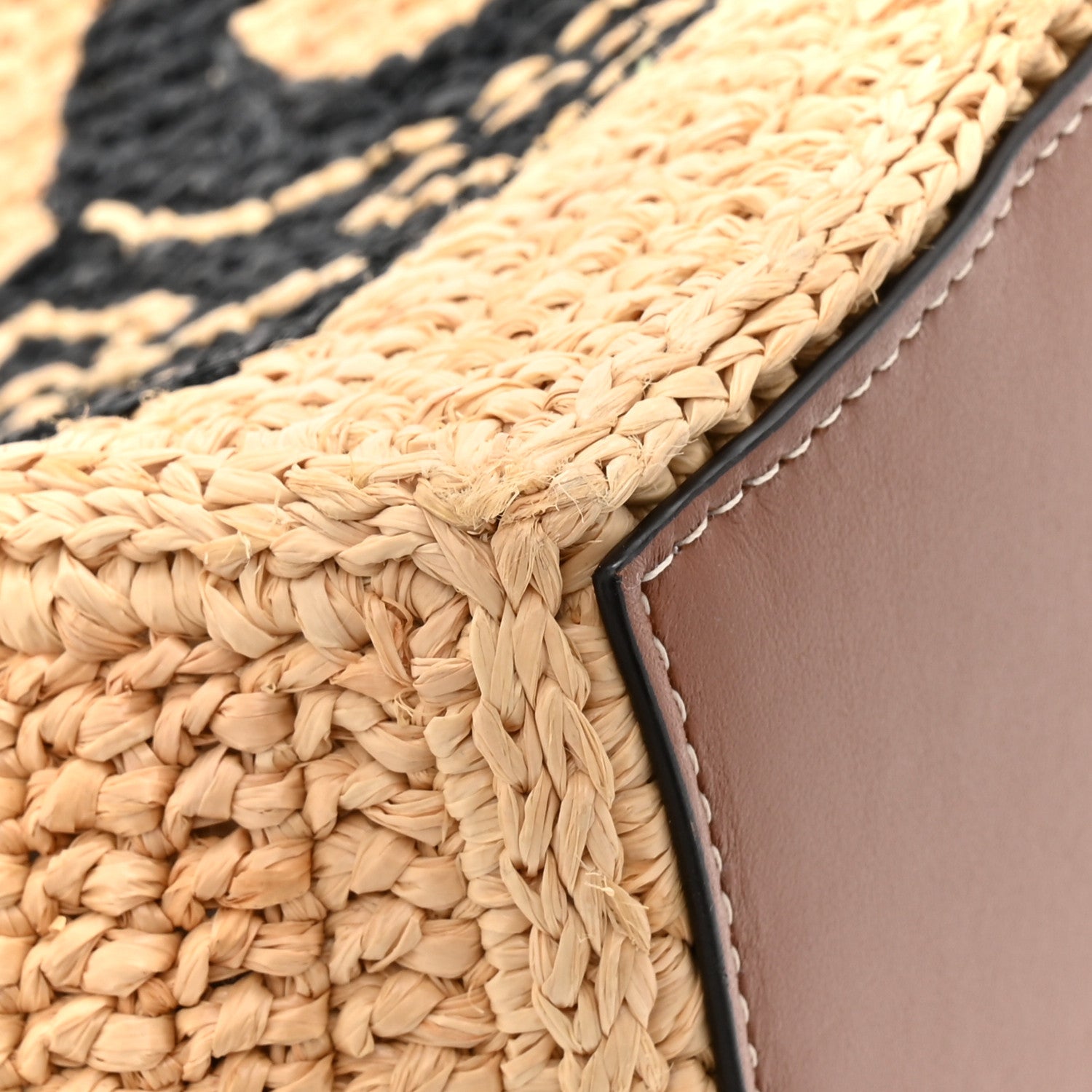 Celine Raffia Calfskin Triomphe Cube Tote Natural Black 12 of 13